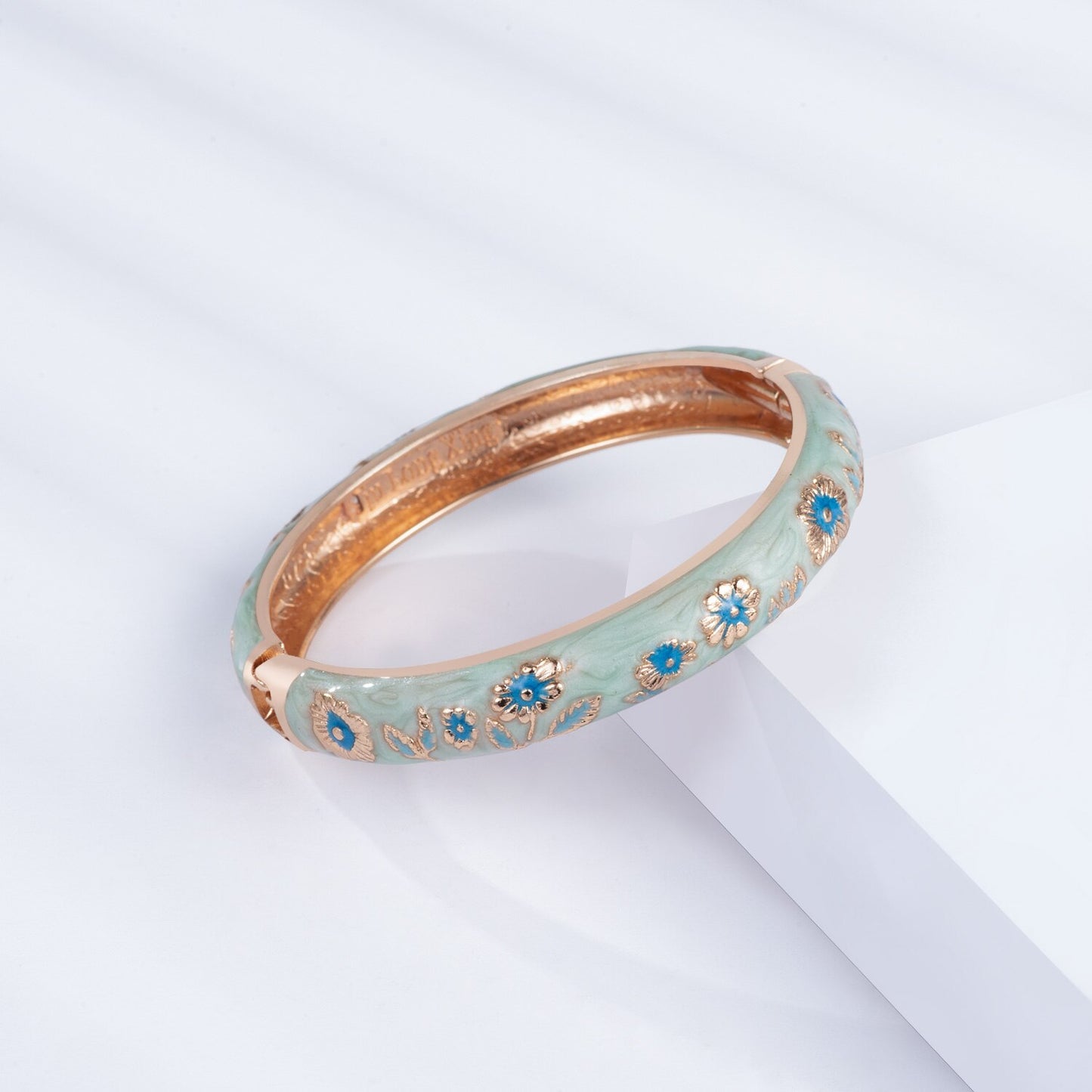 Bangle For Women Cloisonne Women Bracelet On Hand Beautiful Sunflower Double Bangles Set Trendy Jewelry Vintage Jewelry 55C36