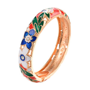 Bangle For Women Double Enamel Bangle Set Cloisonne Women's Jewelry Accessories Indian Style Dubai Trendy Metal Bracelet On Hand