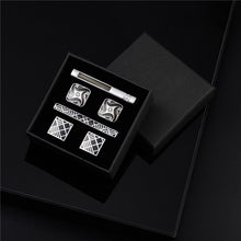 Load image into Gallery viewer, 2 Sets Tie Clips Cufflinks Set With Box Man Shirt Cufflink Wedding Guests Gifts Pisa Ties For Men Luxury Men&#39;s Gift For Husband