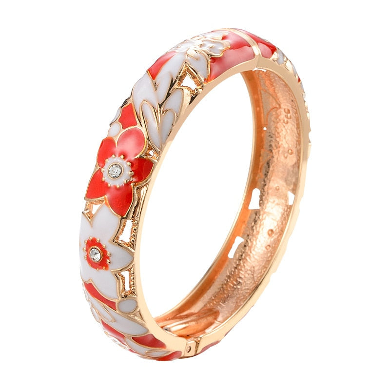 Bangle For Women Double Enamel Bangle Set Cloisonne Women's Jewelry Accessories Indian Style Dubai Trendy Metal Bracelet On Hand