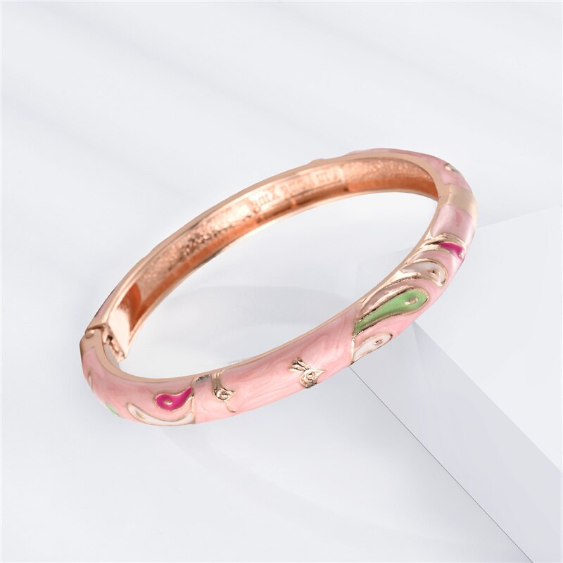 2 PCS Bangles For Women Bracelet On Hand Flower Animal Enamel Jewelry Women's Hand Bracelet Bangle Set Mother's Day Gift Wife