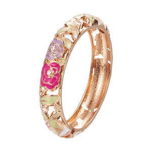 Floral Enamel Bracelets For Women Bangle On Hand Hawaiian Cloisonne India African Jewelry Women's Hand Bracelets Designer Gifts