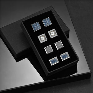Wed Cufflinks For Mens 4 Pairs Set Square Man Shirt Cufflink With Box Wedding Guests Gifts For Husband Luxury Jewelry Tie Clips