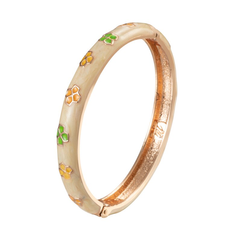 Enamel Floral Bracelets For Women Bangle On Hand Hawaiian Cloisonne India African Jewelry Women's Hand Bracelets Designer Gifts