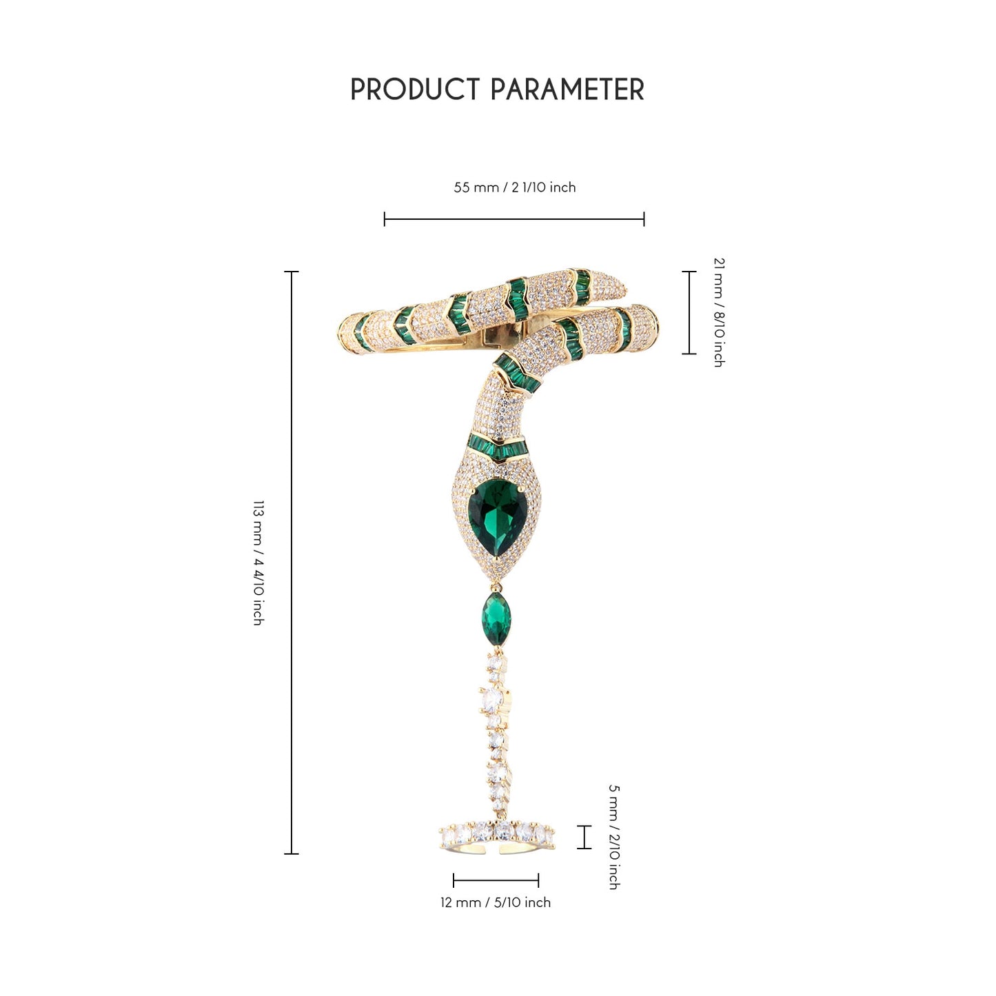 Snake Bracelets For Women With Cuff Ring Luxury Zircon Stainless Steel Bangle Gold Plated Jewelry Bracelet On Hand Designer Gift