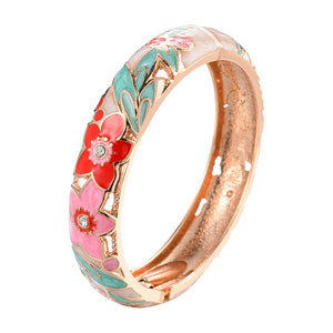 Bangle For Women Double Enamel Bangle Set Cloisonne Women's Jewelry Accessories Indian Style Dubai Trendy Metal Bracelet On Hand
