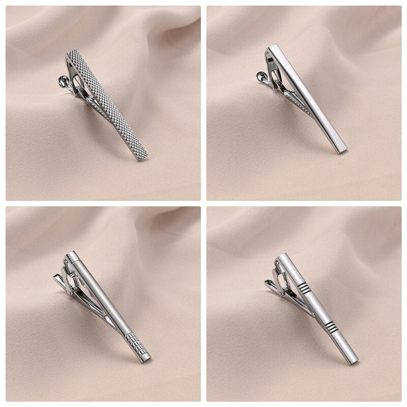 8 PCS Tie Clip Set With Gift Box Wedding Souvenir Guests Gifts Man Shirt Cufflink Men's Gift For Husband Luxury Jewelry Business