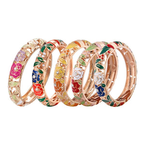 Floral Enamel Bracelets For Women Bangle On Hand Hawaiian Cloisonne India African Jewelry Women's Hand Bracelets Designer Gifts