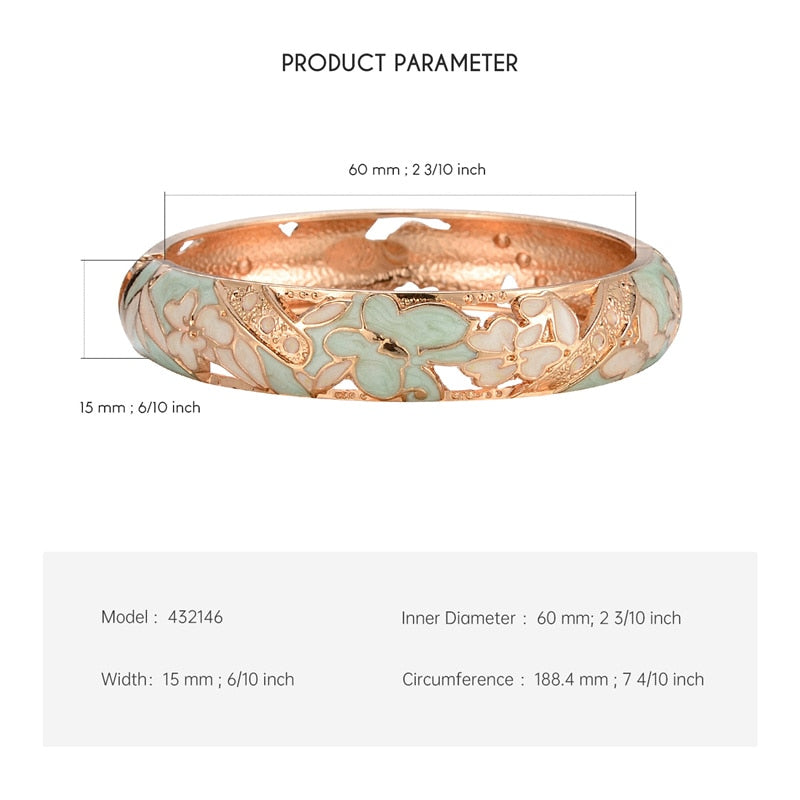 Enamel Bracelets For Women Bangle On Hand Floral Cloisonne Butterfly India African Jewelry Women's Hand Bracelets Designer Gifts
