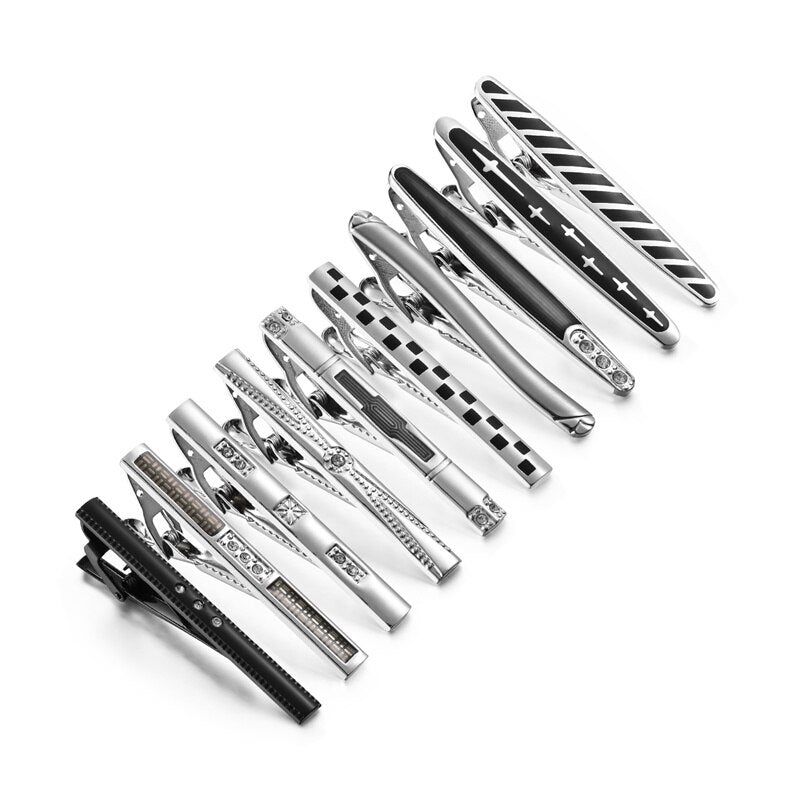 8 PCS Tie Clip Set With Gift Box Wedding Souvenir Guests Gifts Man Shirt Cufflink Men's Gift For Husband Luxury Jewelry Business