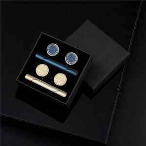 2 Sets Tie Clips Cufflinks Set With Box Man Shirt Cufflink Wedding Guests Gifts Pisa Ties For Men Luxury Men's Gift For Husband