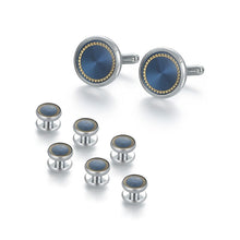 Load image into Gallery viewer, Wedding Man Cuff Link Set Luxury Man Shirt Cufflinks Blue Clock Wed Cufflink Shirts Studs Button And Cufflinks For Mens Tie Clip
