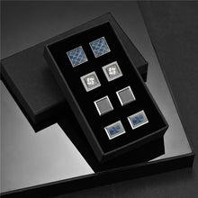 Load image into Gallery viewer, Wed Cufflinks For Mens 4 Pairs Set Square Man Shirt Cufflink With Box Wedding Guests Gifts For Husband Luxury Jewelry Tie Clips
