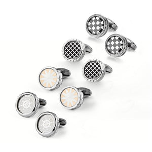 4 Pairs Set CuffLinks For Mens With Box Luxury Jewelry Gifts Man Shirt Cufflink Wedding Souvenirs For Guests Business Tie Clips