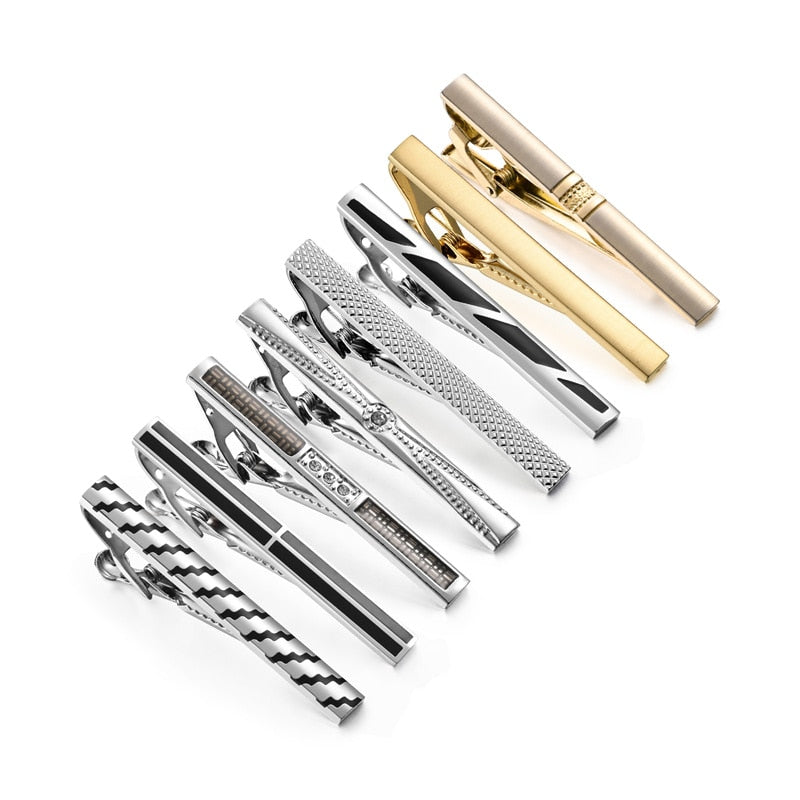 8 PCS Tie Clip Set With Gift Box Wedding Souvenir Guests Gifts Man Shirt Cufflink Men's Gift For Husband Luxury Jewelry Business