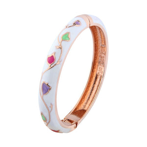 Flower Bracelets For Women Bangle On Hand Enamel Jewelry Cute  Women's Hand Bracelets Wife Designer Mother Gifts For Christmas