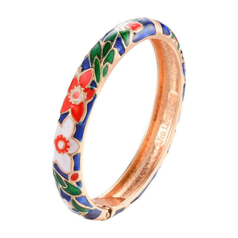 Bangle For Women Double Enamel Bangle Set Cloisonne Women's Jewelry Accessories Indian Style Dubai Trendy Metal Bracelet On Hand
