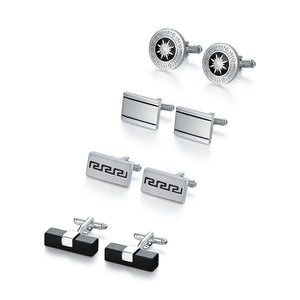 4 Pairs Set CuffLinks For Mens Wedding Guests Gift Souvenirs Man Shirt Cufflink With Gift Box Luxury Jewelry Business Tie Clips