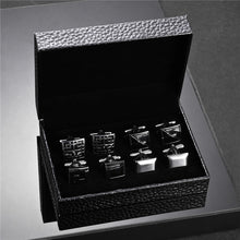 Cargar imagen en el visor de la galería, 4 Pairs Set CuffLinks For Mens Wedding Guests Gift Souvenirs Man Shirt Cufflink With Gift Box Luxury Jewelry Business Tie Clips