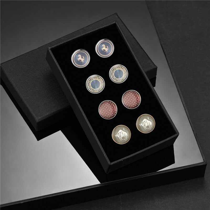 4 Pairs Set Man Shirt Cufflink With Box Tie Clips Cufflinks For Mens Wedding Guests Gifts For Husband Luxury Jewelry Business