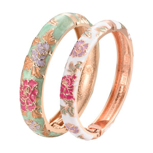 Women Jewelry  Classic Flower Cloisonne Bracelet Sets Beautiful Bangles  Mother And Daughter With Jewelry Chic Style Accessories