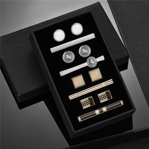 4 Sets Tie Clips And Cufflinks For Mens With Box Wedding Guests Gifts Man Shirt Cufflink Pisa Ties Luxury Men's Gift For Husband