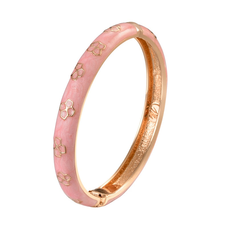 Enamel Floral Bracelets For Women Bangle On Hand Hawaiian Cloisonne India African Jewelry Women's Hand Bracelets Designer Gifts