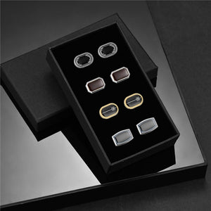 4 Pairs Set Man Shirt Cufflink With Box Tie Clips Cufflinks For Mens Wedding Guests Gifts For Husband Luxury Jewelry Business