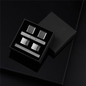 2 Sets Tie Clips Cufflinks Set With Box Man Shirt Cufflink Wedding Guests Gifts Pisa Ties For Men Luxury Men's Gift For Husband