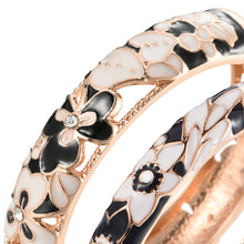 Cargar imagen en el visor de la galería, UJOY Vintage Set of Jewelry Cloisonne Handcrafted Enameled Gorgeous Rhinestone Rose Gold Hinged Cuff Bracelet Bangles Gifts for Women