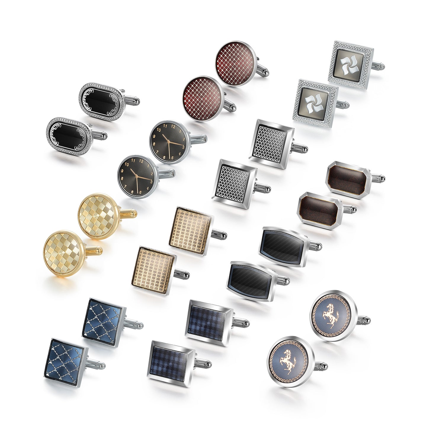 UJOY Tie Clip Shirts Cufflinks Big Set Business Parts Necktie Pins Bars Cuff Links Box for Men