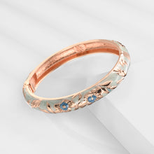 Cargar imagen en el visor de la galería, UJOY Set of Cloisonne Bracelet Gold Hinge Indian Cuff Bangle Enameled Jewelry Flower Bracelets for Women Gift