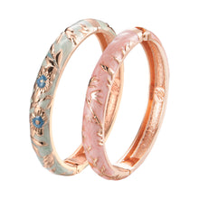 Cargar imagen en el visor de la galería, UJOY Set of Cloisonne Bracelet Gold Hinge Indian Cuff Bangle Enameled Jewelry Flower Bracelets for Women Gift