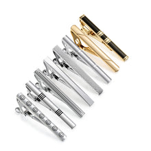 Load image into Gallery viewer, UJOY Tie Clips for Men, 8 Pcs Tie Bars Pinch Clip Set Silver Black 2.3 Inches Business Shirt Necktie Parts