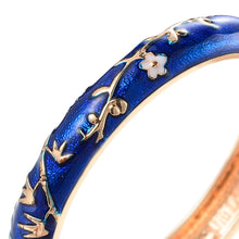 Load image into Gallery viewer, UJOY Women&#39;s Bangle Bracelet Golded Alloy Hinged Flower Enameled Cloisonne Jewelry