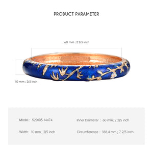 UJOY Women's Bangle Bracelet Golded Alloy Hinged Flower Enameled Cloisonne Jewelry