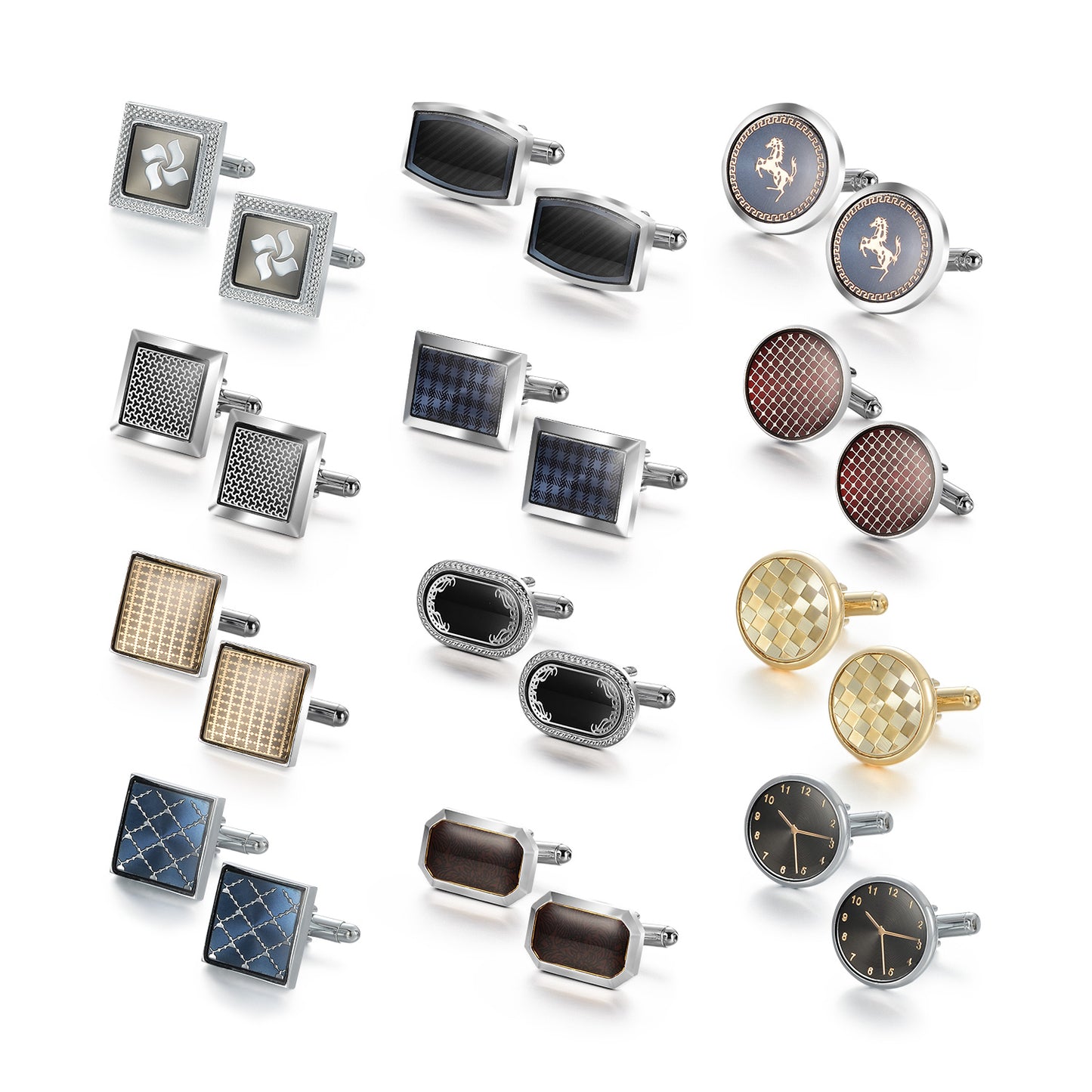 UJOY Tie Clip Shirts Cufflinks Big Set Business Parts Necktie Pins Bars Cuff Links Box for Men