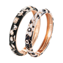 Cargar imagen en el visor de la galería, UJOY Womens Set of Multi-Colors Cloisonne Bracelet Gold Plated Flower Hollowed Enameled Hinged Cuff Bangles Jewelry Gift