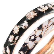 Cargar imagen en el visor de la galería, UJOY Womens Set of Multi-Colors Cloisonne Bracelet Gold Plated Flower Hollowed Enameled Hinged Cuff Bangles Jewelry Gift