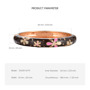 UJOY Cloisonne Bracelet Openable Hinge Gold Cuff Enamel Flower Bangle