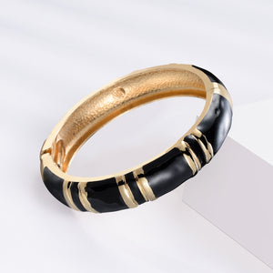 UJOY Cloisonne Bracelet Openable Hinge Gold Cuff Bangle