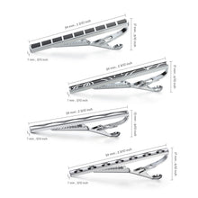 Load image into Gallery viewer, UJOY Tie Clips for Men, 4 Pcs Tie Bars Pinch Clip Set Silver Black 2.3 Inches Business Shirt Necktie Parts