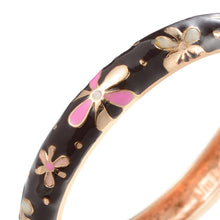 Load image into Gallery viewer, UJOY Cloisonne Bracelet Openable Hinge Gold Cuff Enamel Flower Bangle