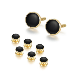 UJOY Mens Mother of Pearl Cufflinks and Studs Tuxedo Bottons Set Presentation Box Business Dress Parts for Wedding Party