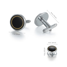 Load image into Gallery viewer, UJOY Cufflinks and Studs Set Blanks Shirt Tuxedo Buttons Packed in Cufflink Box for Men