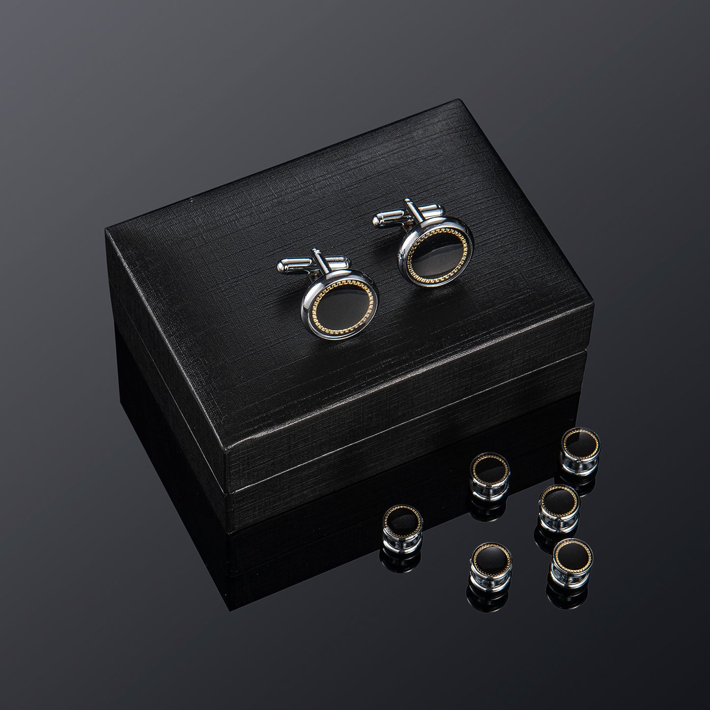 UJOY Cufflinks and Studs Set Blanks Shirt Tuxedo Buttons Packed in Cufflink Box for Men