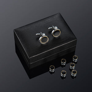 UJOY Cufflinks and Studs Set Blanks Shirt Tuxedo Buttons Packed in Cufflink Box for Men