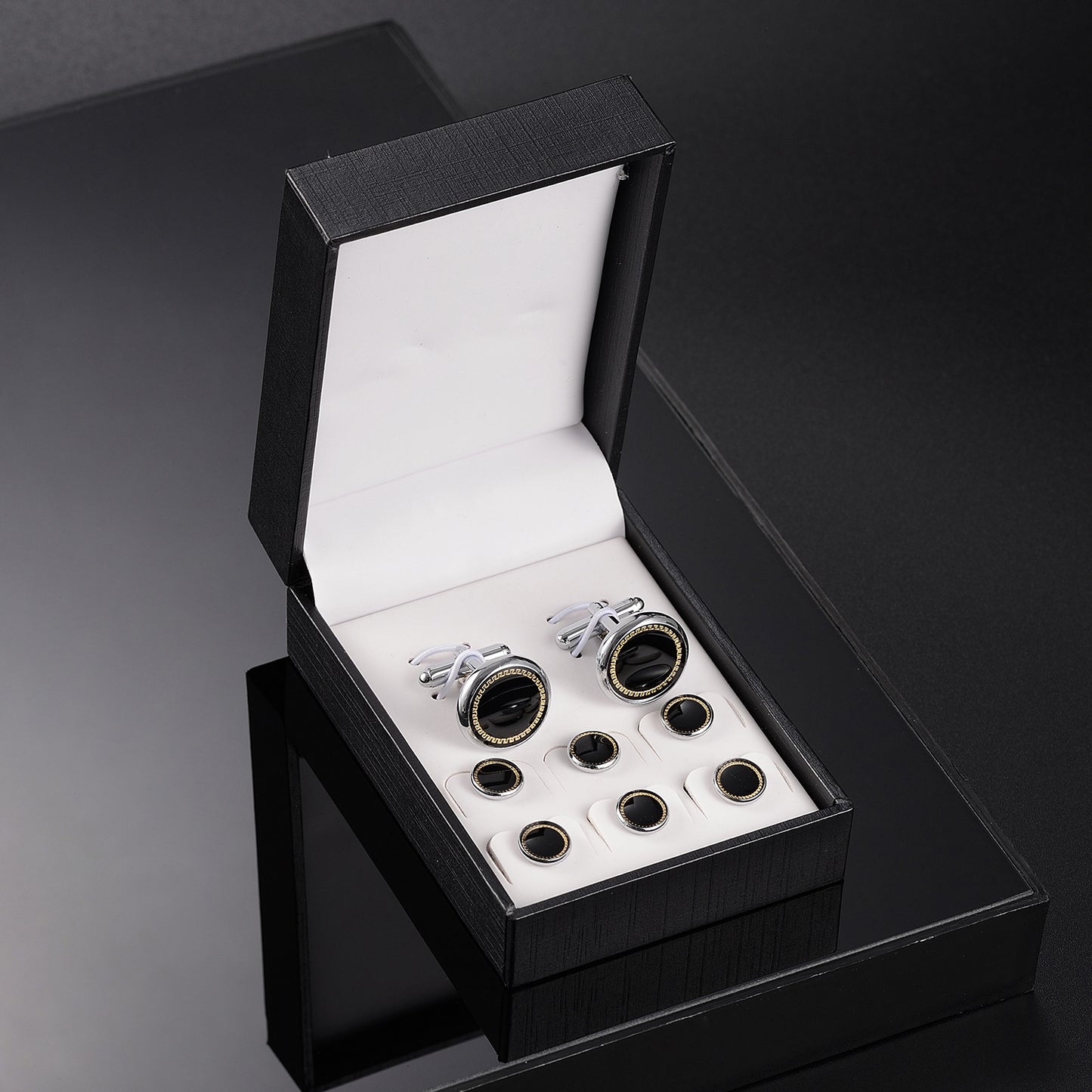 UJOY Cufflinks and Studs Set Blanks Shirt Tuxedo Buttons Packed in Cufflink Box for Men
