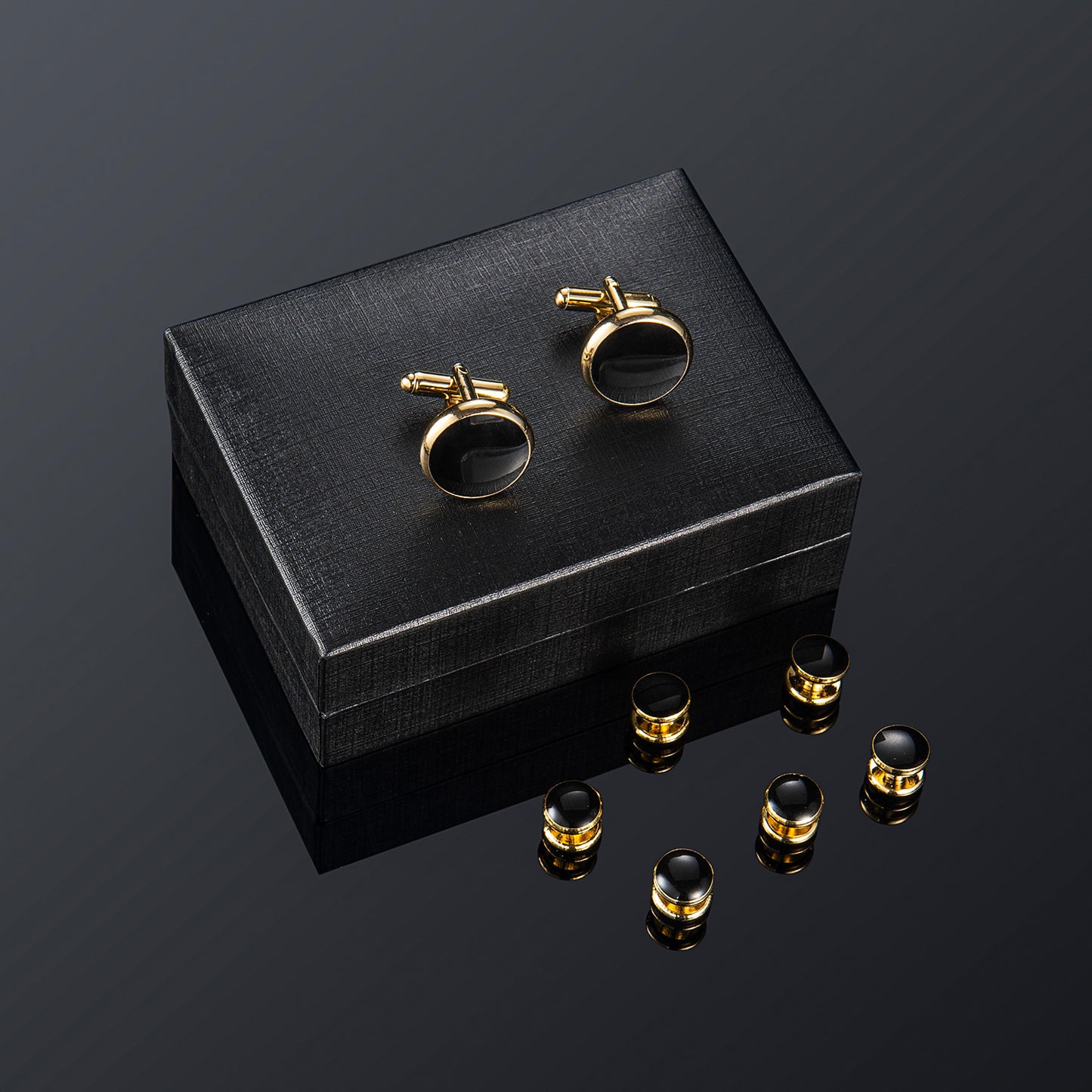 UJOY Mens Mother of Pearl Cufflinks and Studs Tuxedo Bottons Set Presentation Box Business Dress Parts for Wedding Party