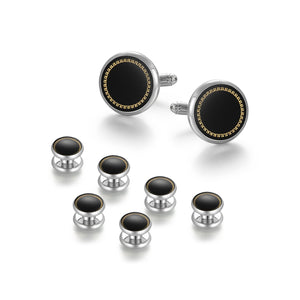 UJOY Cufflinks and Studs Set Blanks Shirt Tuxedo Buttons Packed in Cufflink Box for Men